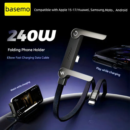 🔥InvisiHold Pro – 2-in-1 240W Fast Charging Cable with Built-in Stand