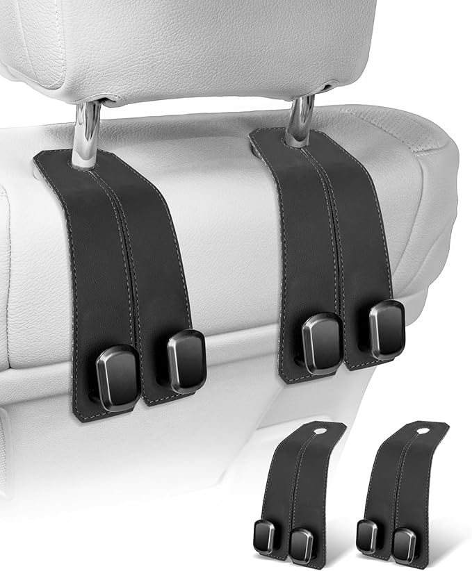 Premium Leather Car Seat Hooks – Stylish Car Organizer (Pack of 2)