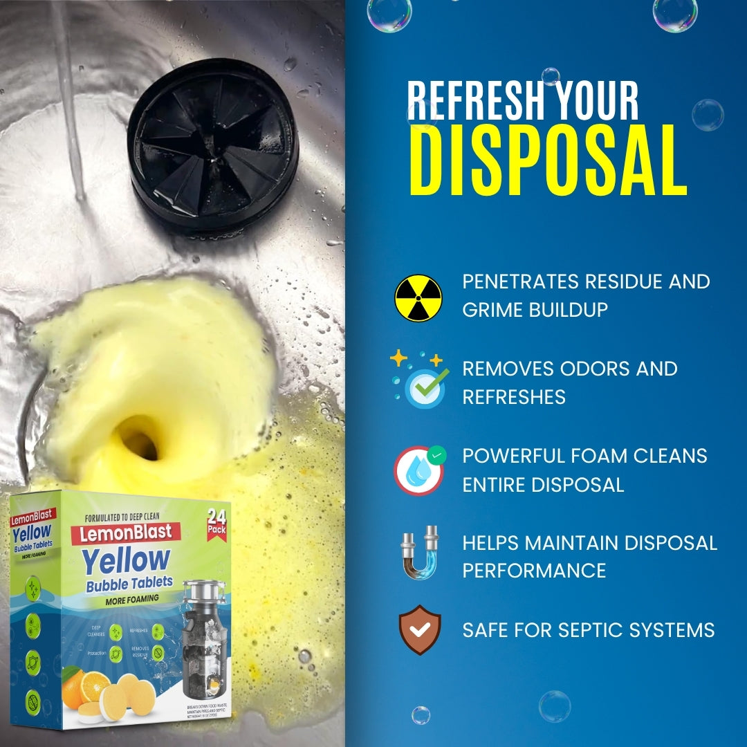 LemonBlast Yellow Bubble Tablets – Odor Eliminator + Blockage Remover ( BUY 1 GET 1 FREE )