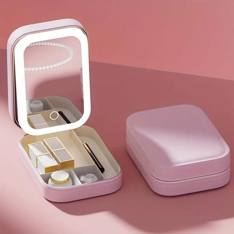 LED Brightening Organizer Box with Mirror & Light