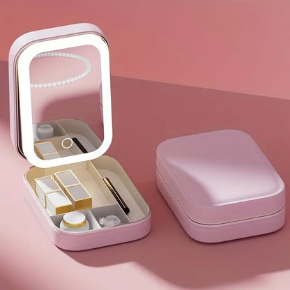 LED Brightening Organizer Box with Mirror & Light