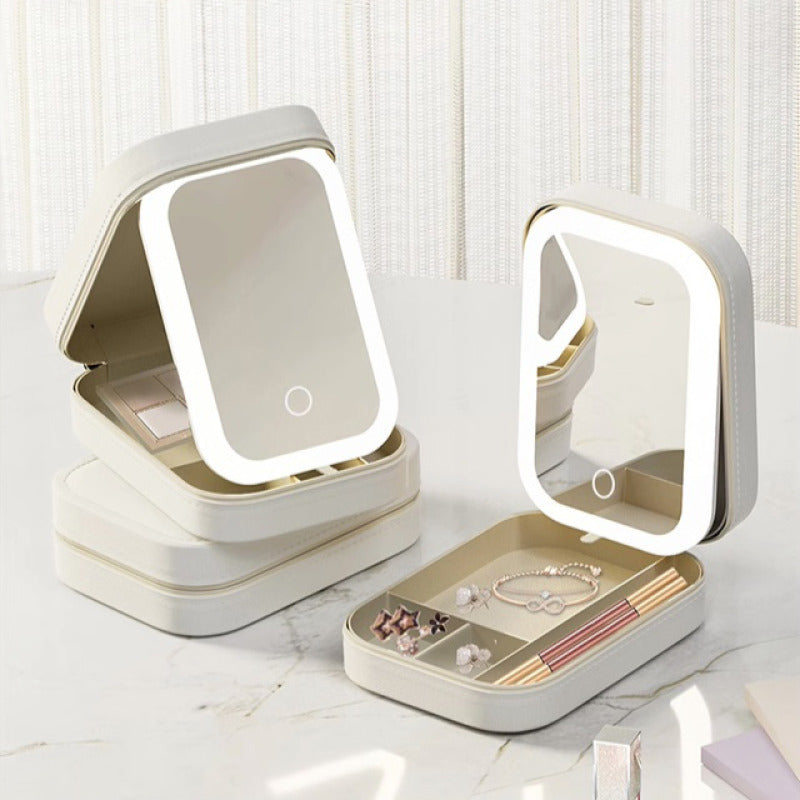 LED Brightening Organizer Box with Mirror & Light