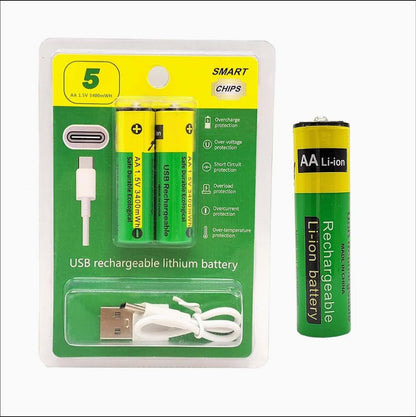 USB Type-C Rechargeable AA & AAA Batteries – 4 Pcs Set