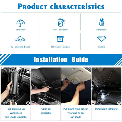 Foldable Car Windshield Sun Shade Umbrella