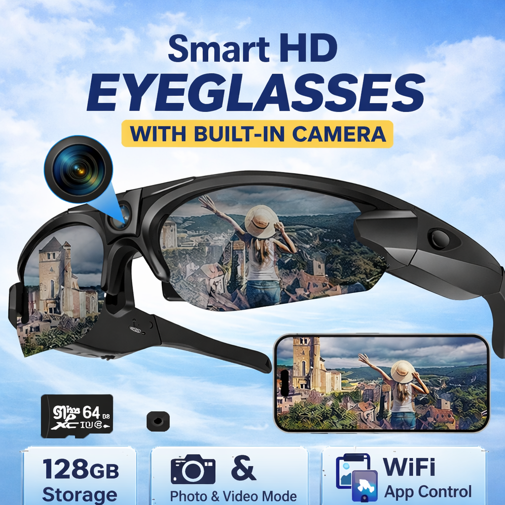Smart HD Eyeglasses with Built-in Camera