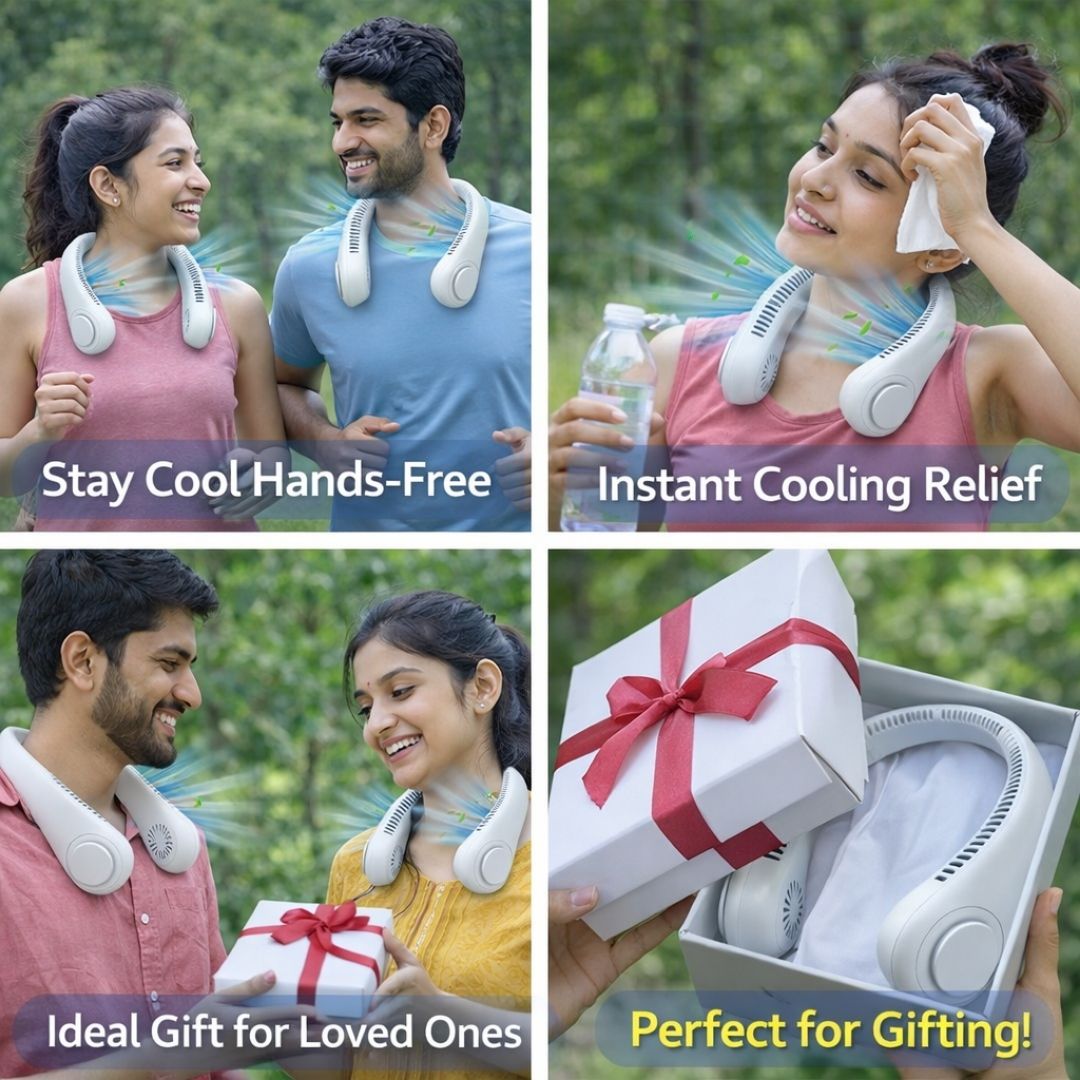 NeckFan – Wearable Neck Fan | Soft Airflow | Outdoor & Travel Cooling