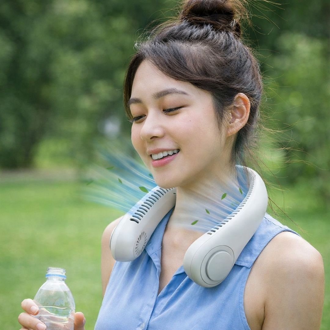 NeckFan – Wearable Neck Fan | Soft Airflow | Outdoor & Travel Cooling