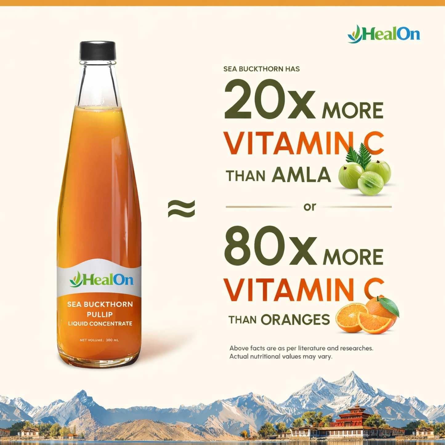 🌿HealOn™ – Sea Buckthorn Juice (Pulp) Vitamin C | Immunity & Skin Glow