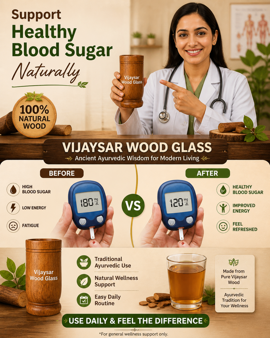 Ayurvedic Vijaysar wood Sugar Control Glass