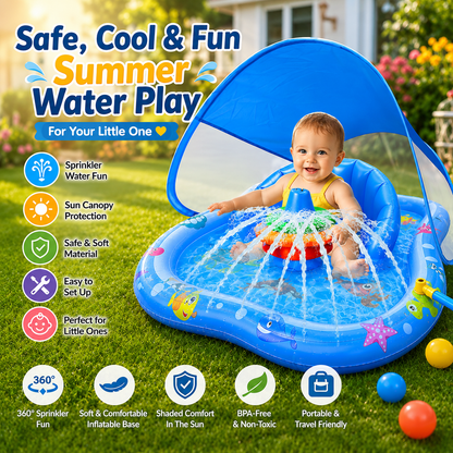 Inflatable Baby Pool With Canopy & Sprinkler