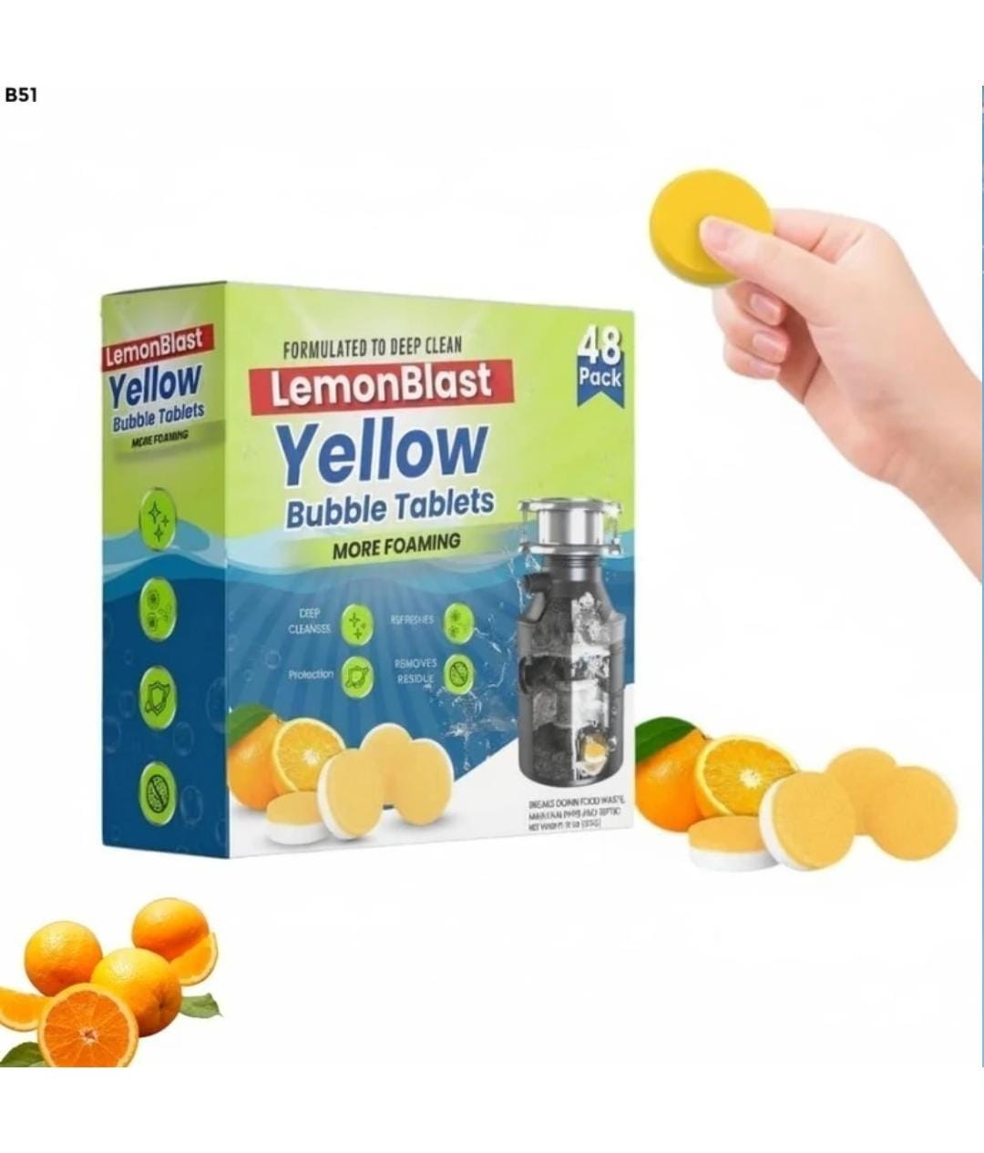 LemonBlast Yellow Bubble Tablets – Odor Eliminator + Blockage Remover ( BUY 1 GET 1 FREE )