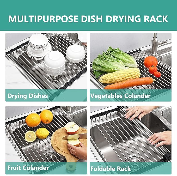 Roll-Up Dish Drying Rack – Space-Saving Sink Organizer