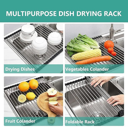 Roll-Up Dish Drying Rack – Space-Saving Sink Organizer