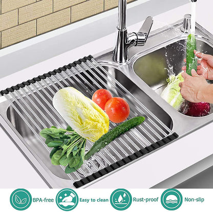 Roll-Up Dish Drying Rack – Space-Saving Sink Organizer